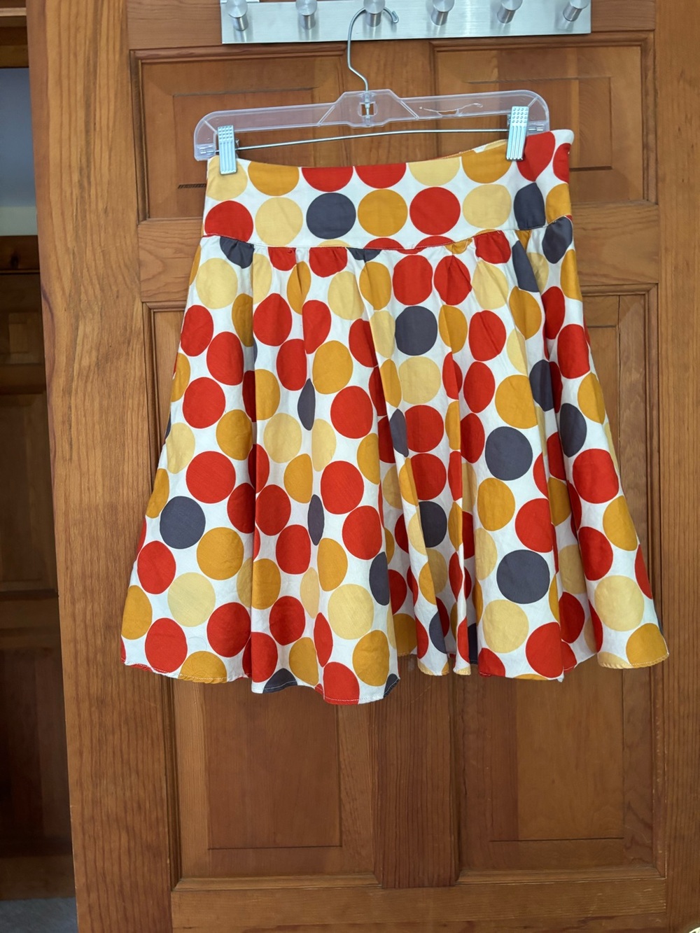 Twenty Retro Polka Dot Circle Skirt in Red, Mustard & Gray